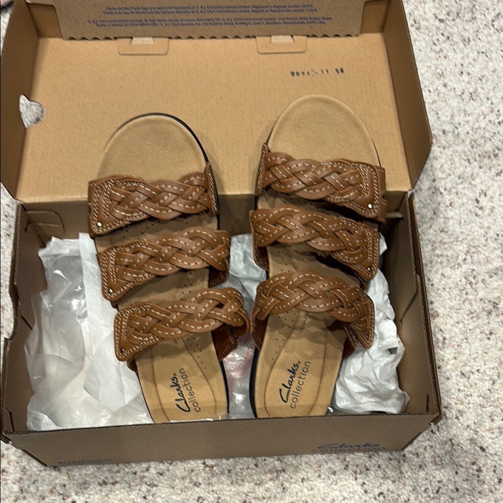 Clarks Brown Braided Sandals